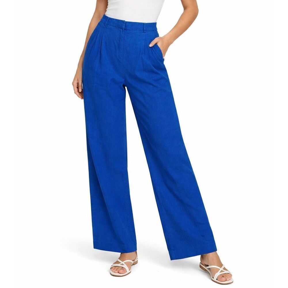 House of Harlow 1960 blue 100% linen trouser pant size 4